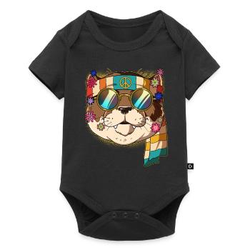 60s 70s Costume Groovy Hippie - Baby Premium short-sleeve bodysuit - black - Front