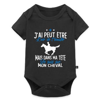 Je suis à cheval - cadeau humour cheval équitation - Body à manches courtes Premium Bébé - noir - Devant