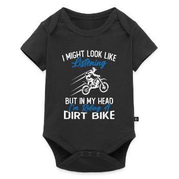 In my head I ride a motorcycle / Humor Motorcycle - Baby Premium short-sleeve bodysuit - black - Front