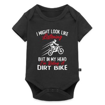 In my head I ride a motorcycle / Humor Motorcycle - Baby Premium short-sleeve bodysuit - black - Front