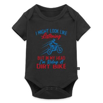 In my head I ride a motorcycle / Humor Motorcycle - Baby Premium short-sleeve bodysuit - black - Front