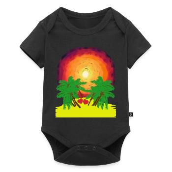 Romantique Island Palm Palms Sunshine Caribbean Heart - Body à manches courtes Premium Bébé - noir - Devant
