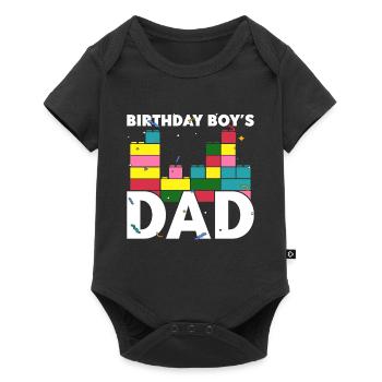 Father of birthday boy builds building blocks - Baby Premium short-sleeve bodysuit - black - Front