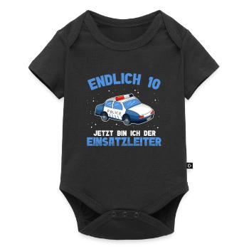 Polizei 10. Geburtstag Junge Polizei - Baby Premium Kurzarmbody - Schwarz - Vorne