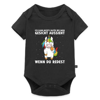 Kann nichts dafür wie mein Gesicht aussieht - Baby Premium Kurzarmbody - Schwarz - Vorne