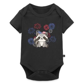 4 juillet American Raccoon for Kids USA - Body à manches courtes Premium Bébé - noir - Devant