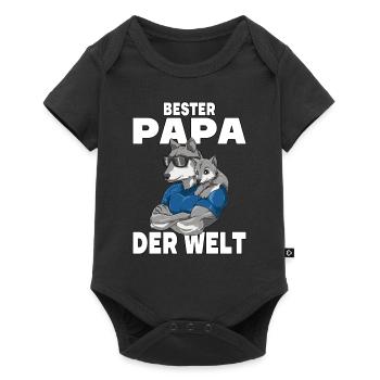 Bester Papa der Welt Vatertag Vater Wolf für - Baby Premium Kurzarmbody - Schwarz - Vorne