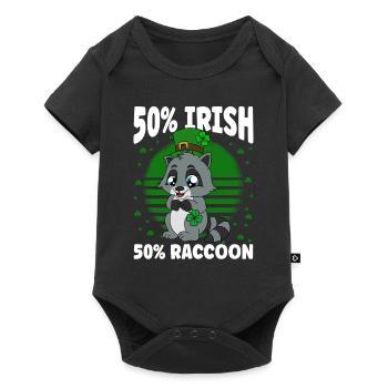 Raccoon Clover Leaves Saint Patrick's Day - Baby Premium short-sleeve bodysuit - black - Front