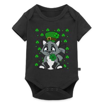 Raccoon Clover Leaves Saint Patrick's Day - Baby Premium short-sleeve bodysuit - black - Front