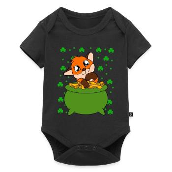 Mignon trèfle renard Saint-Patrick - Body à manches courtes Premium Bébé - noir - Devant