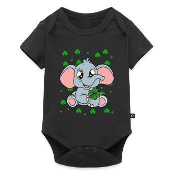 Mignons trèfles d’éléphants Fête de la Saint-Patrick - Body à manches courtes Premium Bébé - noir - Devant