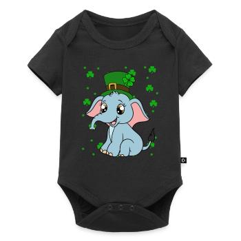 Mignons trèfles d’éléphants Fête de la Saint-Patrick - Body à manches courtes Premium Bébé - noir - Devant