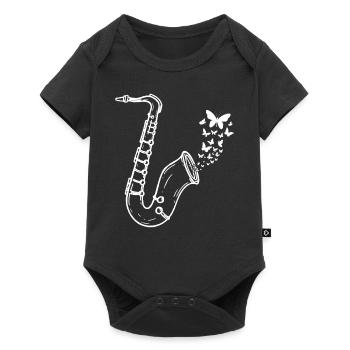 Saxophone avec Papillons Saxophoniste Saxophone I - Body à manches courtes Premium Bébé - noir - Devant