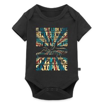 In My Head I'm Playing Saxophone - Saxophonist - Baby Premium Kurzarmbody - Schwarz - Vorne