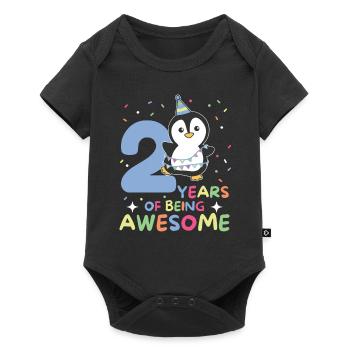 Pingouin pour les enfants de 2e anniversaire de deux ans - Body à manches courtes Premium Bébé - noir - Devant