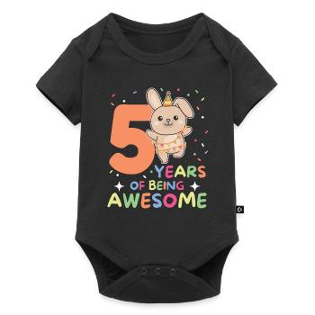 Hase zum 5. Geburtstag Kinder fünf Jahre alt - Baby Premium Kurzarmbody - Schwarz - Vorne