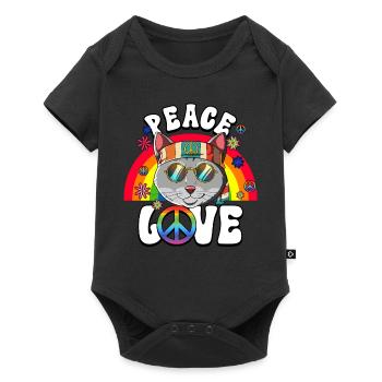 60er 70er Jahre Kostüm Peace Love Hippie - Baby Premium Kurzarmbody - Schwarz - Vorne