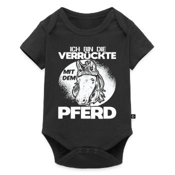 Lustiges Verrückte Pferdebesitzerin Pferdefan - Baby Premium Kurzarmbody - Schwarz - Vorne