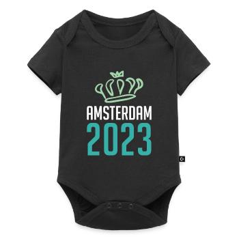 Amsterdam 2023 Couronne - Body à manches courtes Premium Bébé - noir - Devant