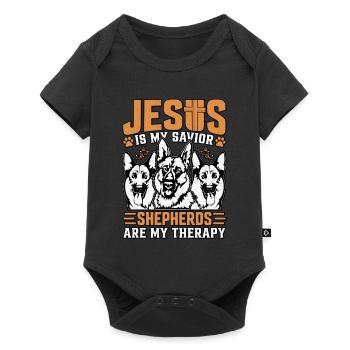 Jésus est mon Sauveur, les bergers sont ma thérapie - Body à manches courtes Premium Bébé - noir - Devant