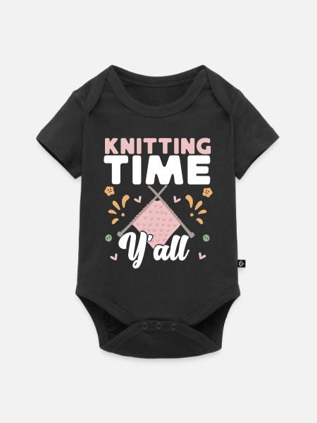 Knitting Knitter Knitting Time - Baby Premium Kurzarmbody - Schwarz