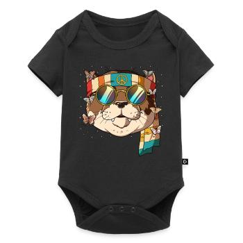 60s 70s Costume Groovy Hippie - Body à manches courtes Premium Bébé - noir - Devant