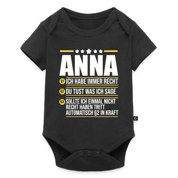 Anna - Baby Premium Kurzarmbody - Schwarz - Vorne