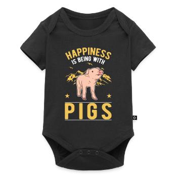 SchweineHappiness is being with Pigs - Baby Premium short-sleeve bodysuit - black - Front