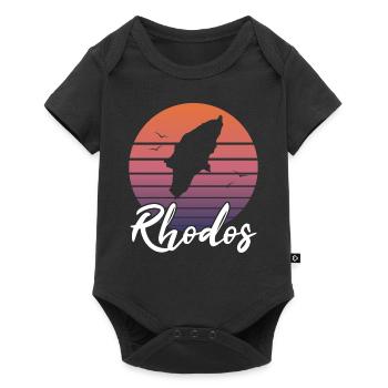 Rhodes Island Carte Grèce Retro Cadeau - Body à manches courtes Premium Bébé - noir - Devant