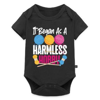 Knitting Knitter It Began As A - Baby Premium short-sleeve bodysuit - black - Front