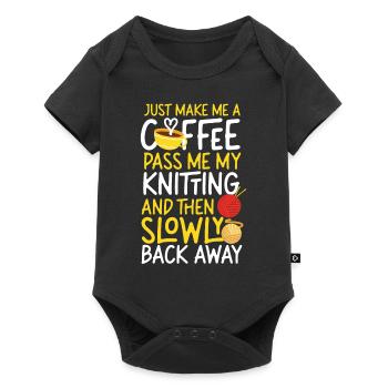 Knitting Knitter Coffee Just Make - Baby Premium Kurzarmbody - Schwarz - Vorne