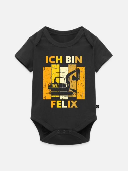 Felix Geschenk Name Namensschild Geburtstag - Baby Premium Kurzarmbody - Schwarz