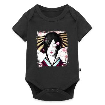 Geisha, art numérique traditionnel, Japon - Body à manches courtes Premium Bébé - noir - Devant
