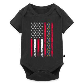 Autism Awareness Month American Sports Flag - Baby Premium short-sleeve bodysuit - black - Front