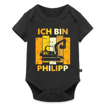 Philipp Geschenk Name Namensschild Geburtstag - Baby Premium Kurzarmbody - Schwarz - Vorne