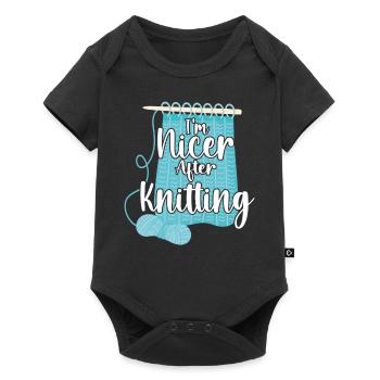 Knitting Knitter I'm Nicer After - Baby Premium short-sleeve bodysuit - black - Front