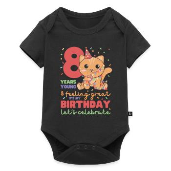 8th birthday cat Children eight years old - Baby Premium short-sleeve bodysuit - black - Front
