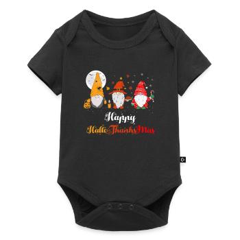 Happy HalloThanksMas Zwerge Halloween Christmas - Baby Premium Kurzarmbody - Schwarz - Vorne