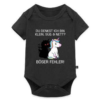 Du denkst ich bin klein lieb und nett Einhorn - Baby Premium Kurzarmbody - Schwarz - Vorne