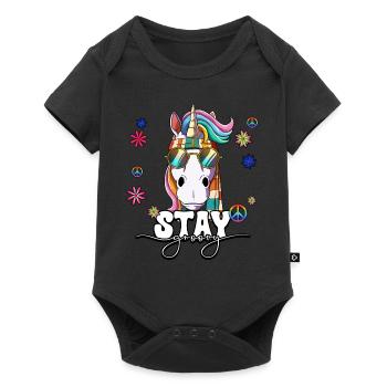60s 70s Costume Séjour Groovy Hippie - Body à manches courtes Premium Bébé - noir - Devant