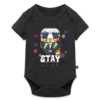 60s 70s Costume Séjour Groovy Hippie - Body à manches courtes Premium Bébé - noir - Devant