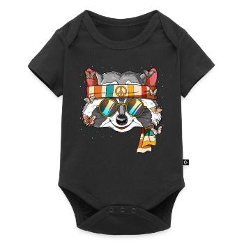 60s 70s Costume Groovy Hippie - Body à manches courtes Premium Bébé - noir - Devant
