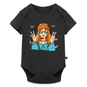 60s 70s Costume Groovy Hippie - Body à manches courtes Premium Bébé - noir - Devant