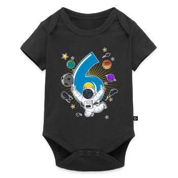 Astronaut 6 Years Space Rocket 6th Birthday - Baby Premium short-sleeve bodysuit - black - Front
