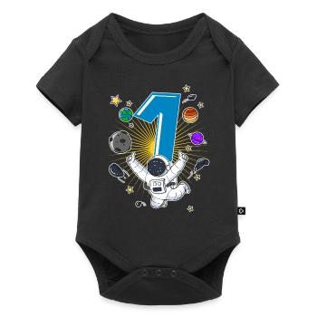 Astronaut 1 Year Space Rocket 1st Birthday - Baby Premium short-sleeve bodysuit - black - Front