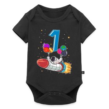 Astronaut 1 Year Space Rocket 1st Birthday - Baby Premium short-sleeve bodysuit - black - Front
