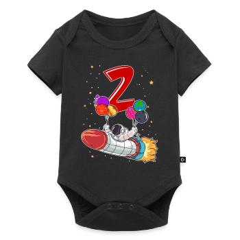 Astronaute 1 an Space Rocket 2e anniversaire - Body à manches courtes Premium Bébé - noir - Devant