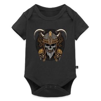 Gotische Walhalla Wikinger-Skelett - Baby Premium Kurzarmbody - Schwarz - Vorne