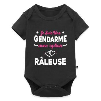 Femme je suis une gendarme avec option râleuse - Body à manches courtes Premium Bébé - noir - Devant