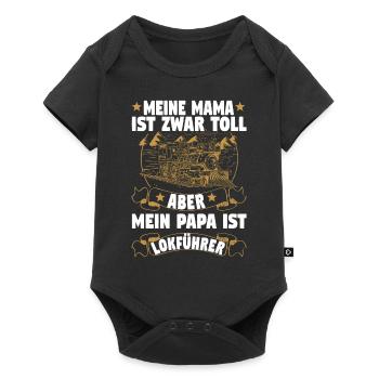 Dampflok Lokführer Eisenbahner Eisenbahn Vater - Baby Premium Kurzarmbody - Schwarz - Vorne